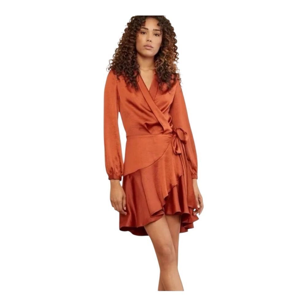 Lucy Paris Sienna Silk Wrap Dress in a rust or spice color EUC